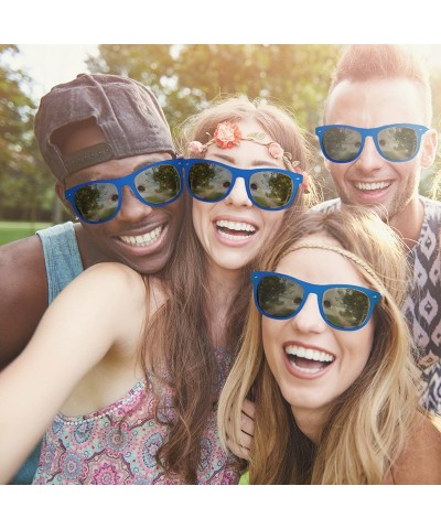 Rectangular 12 Pack Retro Sunglasses Bulk for Kids Adults Party Favors - Blue - CQ12NDSNUNE $12.48