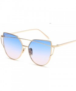 Cat Eye Sunglasses Women Luxury Cat Eye Design Mirror Flat Rose Gold Vintage Cateye Fashion Sun Glasses Eyewear - A14 - C7197...