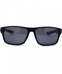 Sport Mens Rubberized Matte Sport Rectangle Horn Sunglasses - All Black - CU197E0245E $8.21