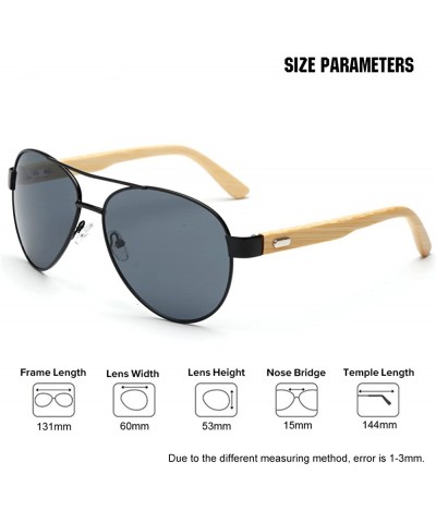 Oversized Bamboo Wood Arms Classic Mirrored Sunglasses For Men & Women - Black Frame With Gray Lens - CZ12OBBPNCC $12.76