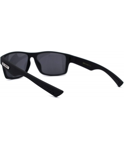 Sport Mens Rubberized Matte Sport Rectangle Horn Sunglasses - All Black - CU197E0245E $8.21