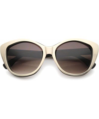 Cat Eye Women's High Fashion Two-Toned Tinted Lens Oversize Cat Eye Sunglasses 55mm - Black-gold / Lavender - C312I21SNC7 $8.98