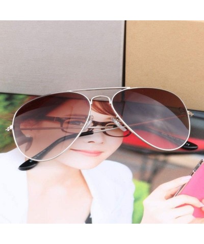 Goggle Popular Sunglasses - popular Sunglasses New metal resin sun 3025 wholesale - Silver Frame Double Tea - CN18AZAWW55 $65.12