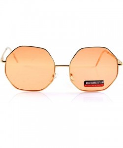 Round Oversize Octagonal Pop Color Tinted Flat Lens Sunglasses Spring Hinge A193 - Orange - CW18EI4OXXG $11.15
