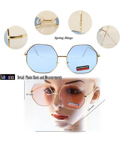 Round Oversize Octagonal Pop Color Tinted Flat Lens Sunglasses Spring Hinge A193 - Orange - CW18EI4OXXG $11.15