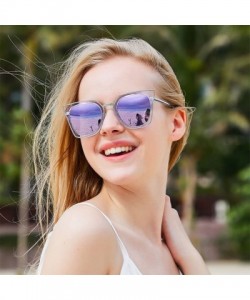 Round Sunglasses for Women - Oversized Round Lenses Women Sunglasses Polarized UV400 Mirror - Purple - CT18CCO845U $15.13