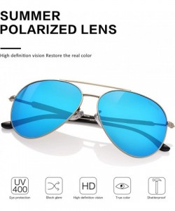 Wayfarer Sunglasses Men Women Aviator-Polarized 60mm Len Shades Metal Frame UV400 - Ice Blue7 - CF18E4TIEGI $15.94