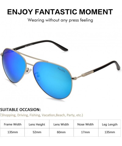 Wayfarer Sunglasses Men Women Aviator-Polarized 60mm Len Shades Metal Frame UV400 - Ice Blue7 - CF18E4TIEGI $15.94