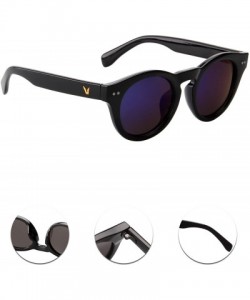 Round Unisex's Fashion Circle Round Polarized Sunglasses L2318 - Black - C012NZ4E1PJ $27.95