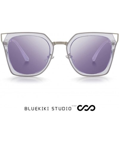Round Sunglasses for Women - Oversized Round Lenses Women Sunglasses Polarized UV400 Mirror - Purple - CT18CCO845U $15.13
