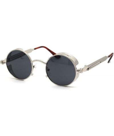 Round Ultra Narrow Kid Size Steam Punk Round Circle Lens Victorian Sunglasses - Silver Black - CC18WW9HROA $29.95