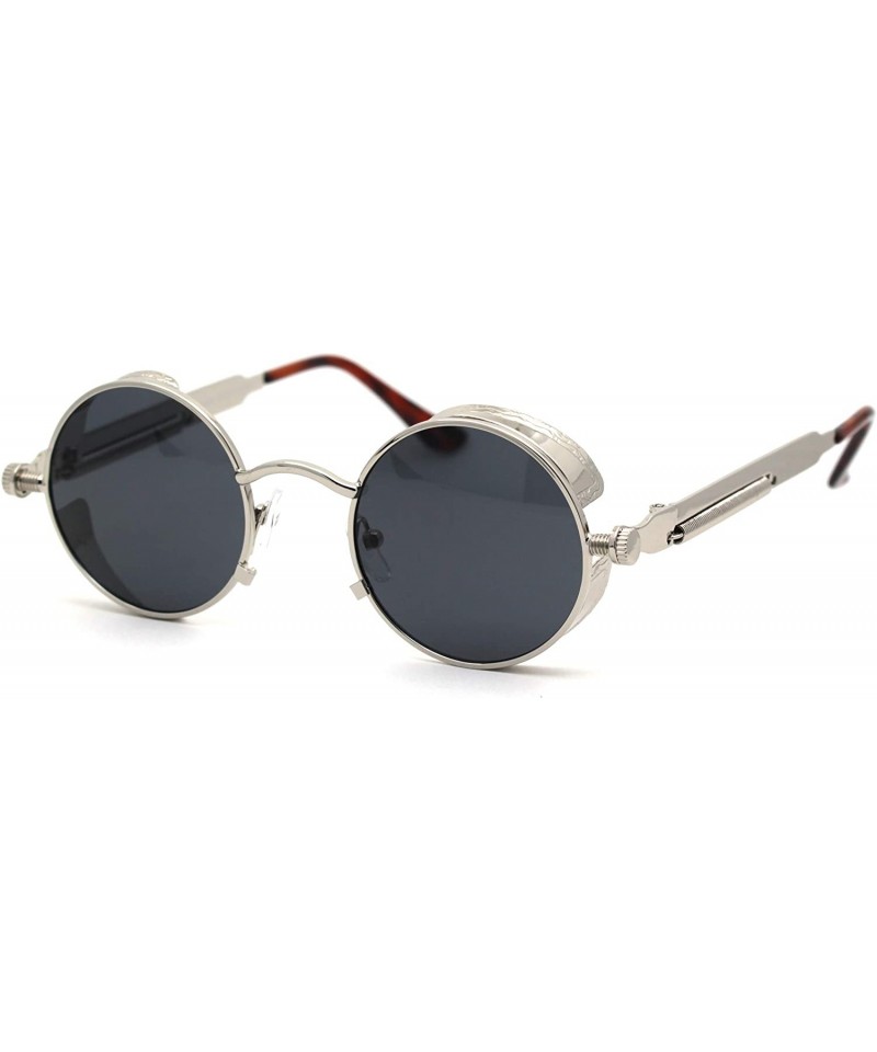 Round Ultra Narrow Kid Size Steam Punk Round Circle Lens Victorian Sunglasses - Silver Black - CC18WW9HROA $16.76