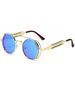 Rectangular Steampunk Sunglasses Unisex-Modern Fashion Shade Glasses-Round Metal Frame - I - CH190EE74D3 $28.39