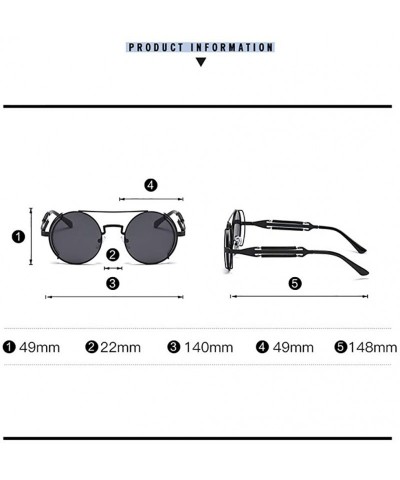 Rectangular Steampunk Sunglasses Unisex-Modern Fashion Shade Glasses-Round Metal Frame - I - CH190EE74D3 $28.39
