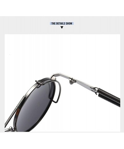 Rectangular Steampunk Sunglasses Unisex-Modern Fashion Shade Glasses-Round Metal Frame - I - CH190EE74D3 $28.39