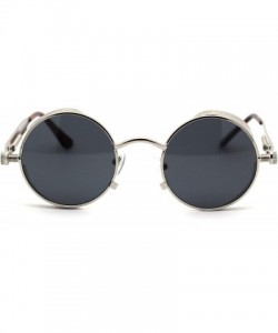 Round Ultra Narrow Kid Size Steam Punk Round Circle Lens Victorian Sunglasses - Silver Black - CC18WW9HROA $16.76