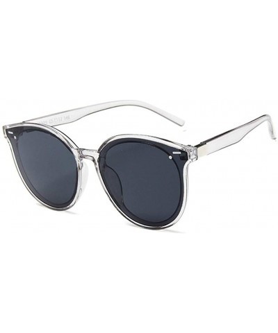 Cat Eye Cat Eyes Round Sunglasses for Women Oversize Travel Eyewear UV400 - Black Grey - CE1903DH762 $19.31