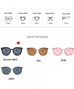 Cat Eye Cat Eyes Round Sunglasses for Women Oversize Travel Eyewear UV400 - Black Grey - CE1903DH762 $9.01