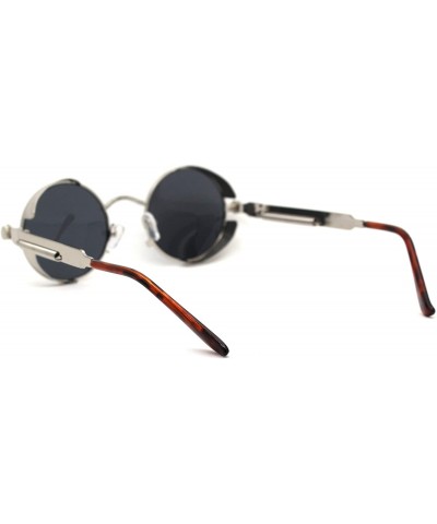 Round Ultra Narrow Kid Size Steam Punk Round Circle Lens Victorian Sunglasses - Silver Black - CC18WW9HROA $16.76