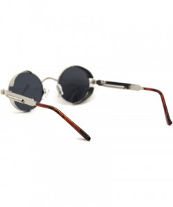 Round Ultra Narrow Kid Size Steam Punk Round Circle Lens Victorian Sunglasses - Silver Black - CC18WW9HROA $16.76