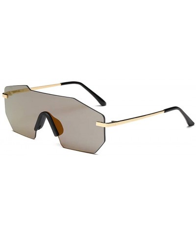 Aviator Personality integrated Sunglasses Goggles Rimless HD Lenses UV Protection - Champagne - CW18LD55G6N $17.56