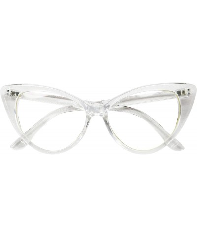 Oversized Vintage Cateye Sunglasses UV Protection Non Prescription Clear Lens Chic Retro Fashion Mod - Clear Frame - CV12GHDE...