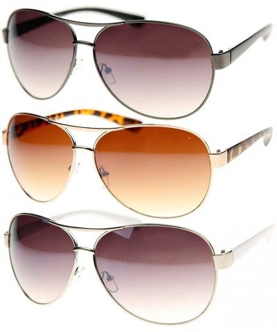 Aviator Thick Frame Retro Classic Fashion Aviator Sunglasses (SET OF 3) - C81874UU9SC $20.24
