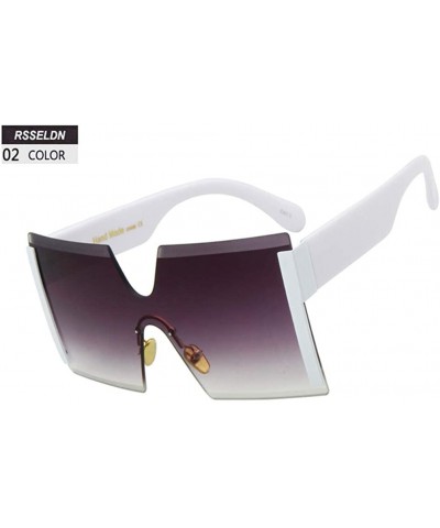 Square Oversized Rimless Sunglasses Women Red Yellow Square Sun Glasses For Women Men Vintage Shades - 2 - CJ18Y6GGUHG $26.57