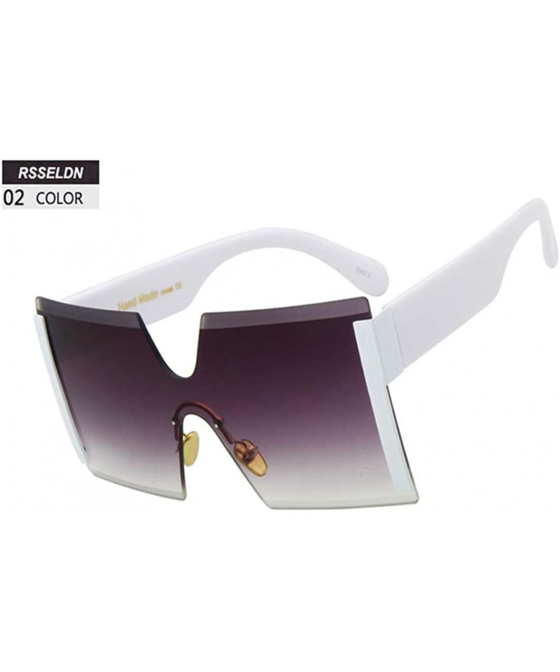 Square Oversized Rimless Sunglasses Women Red Yellow Square Sun Glasses For Women Men Vintage Shades - 2 - CJ18Y6GGUHG $26.57