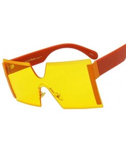 Square Oversized Rimless Sunglasses Women Red Yellow Square Sun Glasses For Women Men Vintage Shades - 2 - CJ18Y6GGUHG $26.57