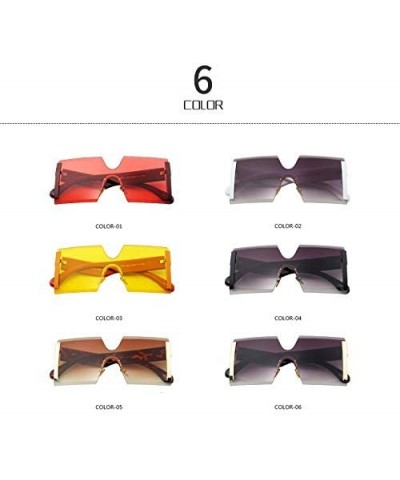 Square Oversized Rimless Sunglasses Women Red Yellow Square Sun Glasses For Women Men Vintage Shades - 2 - CJ18Y6GGUHG $26.57