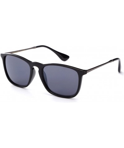 Rectangular Newbee Fashion Classic Unisex Keyhole Fashion Sunglasses with Flash Lens - Matte Smoke - C1182XG9XZX $9.46