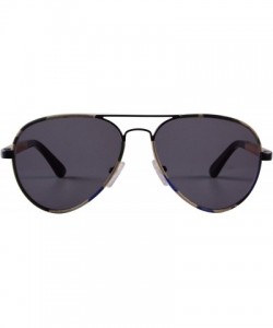 Aviator Pilot Metal Frame UV400 Polarized Sun Glasses Wood Sunglasses for Men-S1570 - Black&zebra Skin Frame - CA193LXZYYA $1...