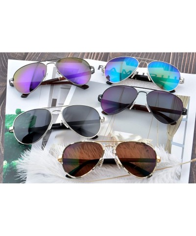 Aviator Pilot Metal Frame UV400 Polarized Sun Glasses Wood Sunglasses for Men-S1570 - Black&zebra Skin Frame - CA193LXZYYA $1...