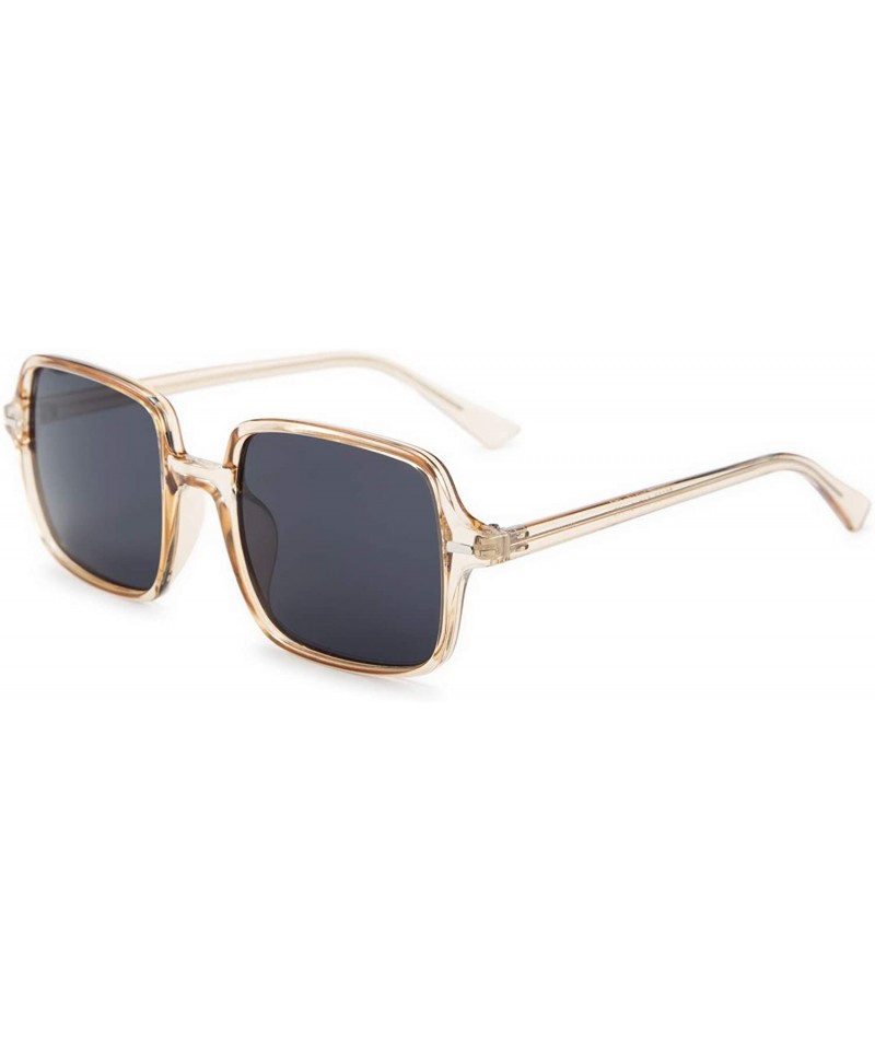 Square Retro Oversized Square Sunglasses for Women Fashion Designer Shade - Champagne - CV196U3R8H5 $18.85