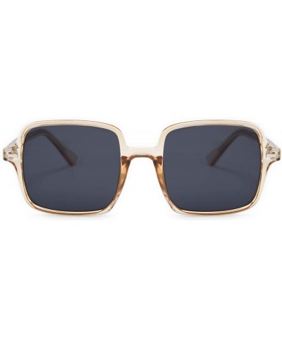 Square Retro Oversized Square Sunglasses for Women Fashion Designer Shade - Champagne - CV196U3R8H5 $18.85