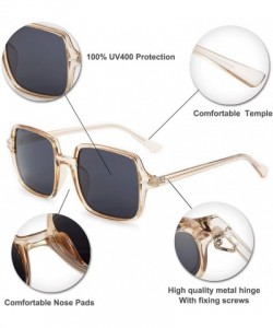 Square Retro Oversized Square Sunglasses for Women Fashion Designer Shade - Champagne - CV196U3R8H5 $18.85