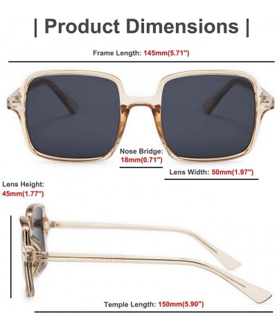 Square Retro Oversized Square Sunglasses for Women Fashion Designer Shade - Champagne - CV196U3R8H5 $18.85