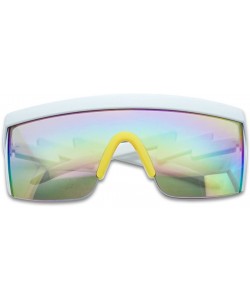 Wrap 80's Neon Semi Rimless Style Retro Rainbow Mirrored Transparent Lens ZigZag Sunglasses - CX18DAR0CQW $12.66
