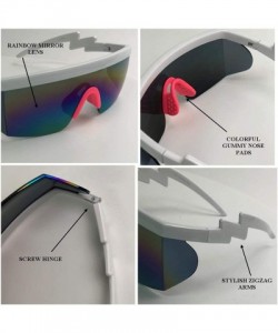 Wrap 80's Neon Semi Rimless Style Retro Rainbow Mirrored Transparent Lens ZigZag Sunglasses - CX18DAR0CQW $12.66
