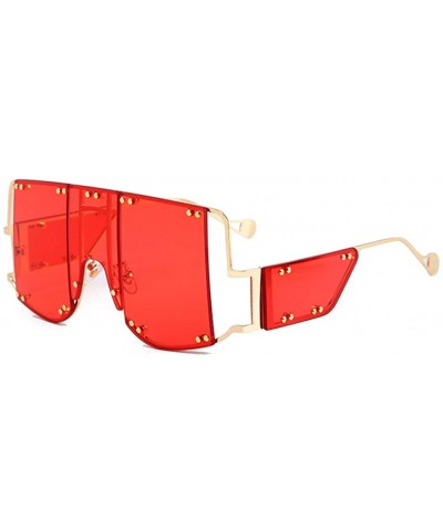 Aviator Retro Big UV400 Sunglasses Oversized Frame Design Sun Glasses For Women Female 2131 - Red - C018A9ZTTOI $7.74