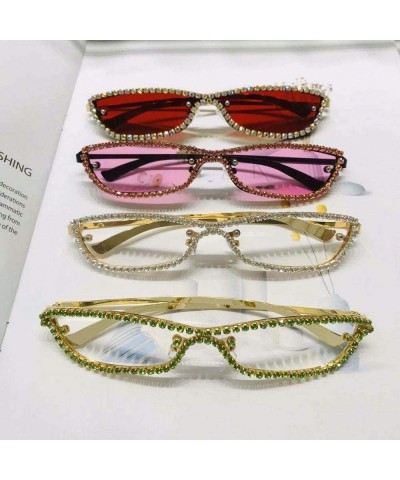 Rimless Diamond Sunglasses Vintage Rimless Eyeglasses - Red - C1198GDMHW5 $17.51