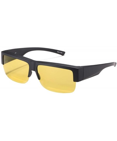 Rectangular Night Driving Glasses HD Night Vision Fit Over Prescription Glasses Polarized - CV18A4MWT3D $8.47