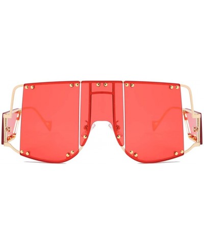 Aviator Retro Big UV400 Sunglasses Oversized Frame Design Sun Glasses For Women Female 2131 - Red - C018A9ZTTOI $7.74
