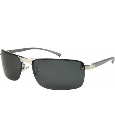 Sport Men's Semi Rimless Sunglasses with 1.0mm Polarized Lens 25046SAL-P1 - Matte Silver - CY12MARHGBQ $11.86