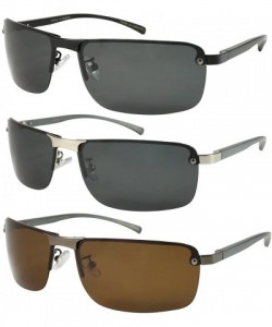 Sport Men's Semi Rimless Sunglasses with 1.0mm Polarized Lens 25046SAL-P1 - Matte Silver - CY12MARHGBQ $11.86