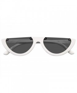 Semi-rimless Women Vintage Half Frame Cat Eye Sunglasses Ladies Fashion Eyewear Retro - White Gray - CB18WNCEWXA $7.88