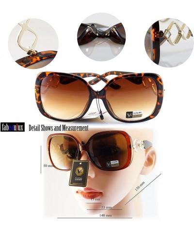 Rectangular Luxury Chic Rhinestone Metal Cross-Cut Temple Square Sunglasses A049 - Brown/ Brown Smoke - C9187OG4NU3 $12.76