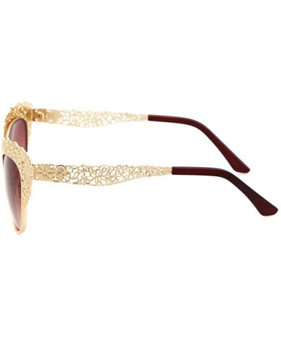 Aviator Metal hollow lace sunglasses - Gold Frame Brown Lenses - C712JMXRGX1 $39.07