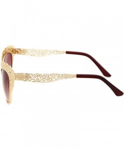 Aviator Metal hollow lace sunglasses - Gold Frame Brown Lenses - C712JMXRGX1 $39.07
